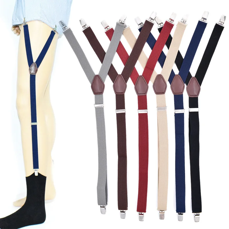 

Shirt Stays Sock Garters for Men Police Military Adjustable Elastic Leg Suspenders Straps Shirt Holders Non-slip Clamp 1 Pair