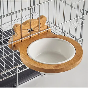

New Fashion Dog Feeders Bowl Wood Tableware Ceramic and Ceramics Single Mouth Dog Bowl High Grade Antiskid Pet Supplies