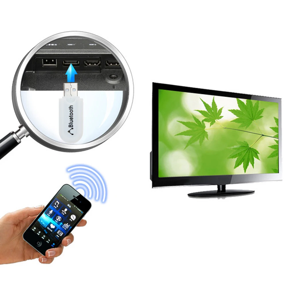 Bluetooth USB A2DP адаптер ключ музыкальный аудио приемник беспроводной стерео разъем 3 5