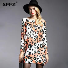 SFFZ 2018 New Autumn Winter Long Women Sweater Fashion Casual Wool Blend Sweater Dress Oversized Leopard Knitted Pullovers 6119