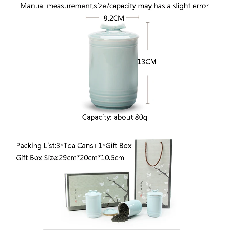  Brief Ceramic Kung Fu Tea Set Tea Cans Gift Box Tea Cans Coffee Candy Nut Storage Jar Kitchen Spice - 32884670977