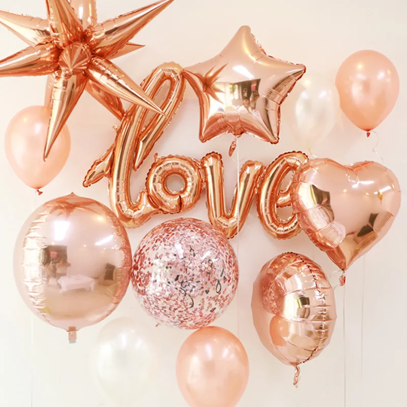 1 комплект 18 дюймов розовое золото Круглые фольгированные гелиевые шары надувной воздушный шар "Конфетти" Розовое золото вечерние украшения для свадьбы и дня рождения