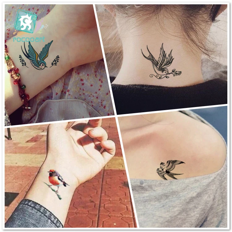 Rocooart Красочные Летающие птицы временные татуировки наклейки Совы Пеликан татуировки наклейки Животные поддельные татуировки для боди-арта Tatuaje