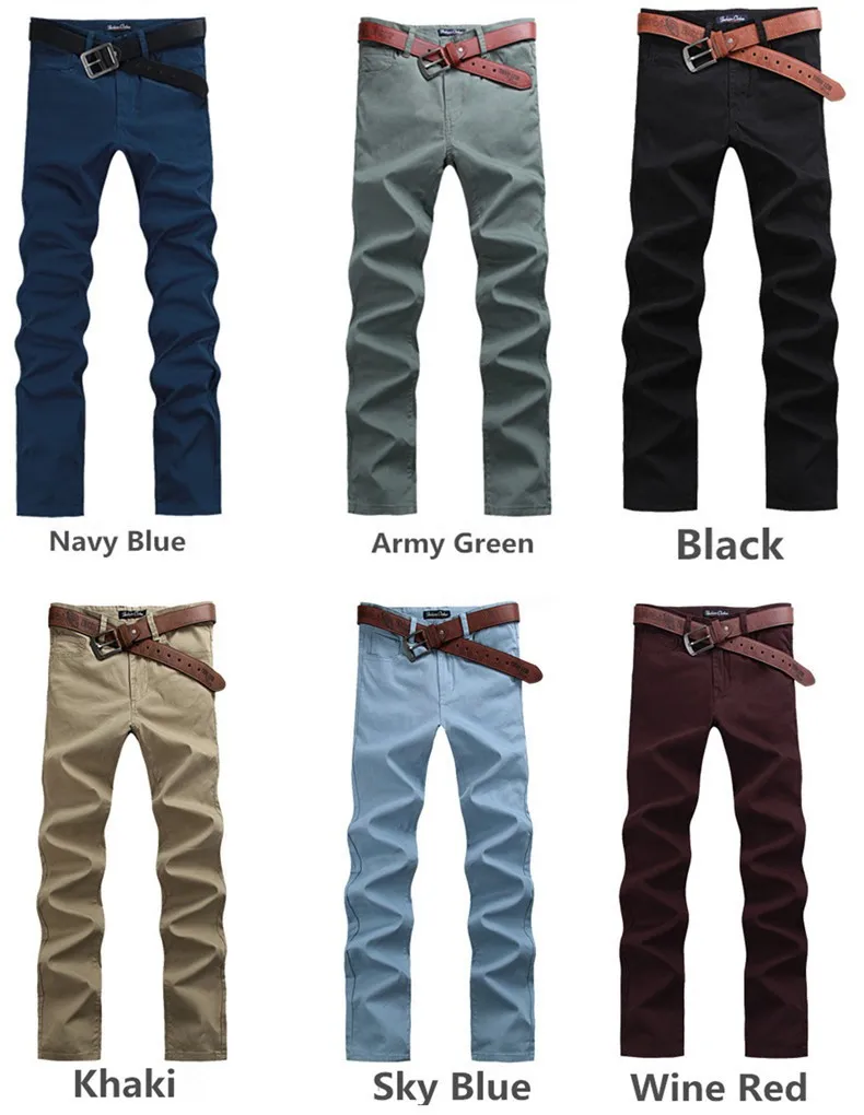 Мужские джинсы denyblood тонкий чиносы приталенные Стрейчевые штаны хлопок хаки, черный, цвет красного вина, темно синие 989 для мужчин s брюки для девочек модные