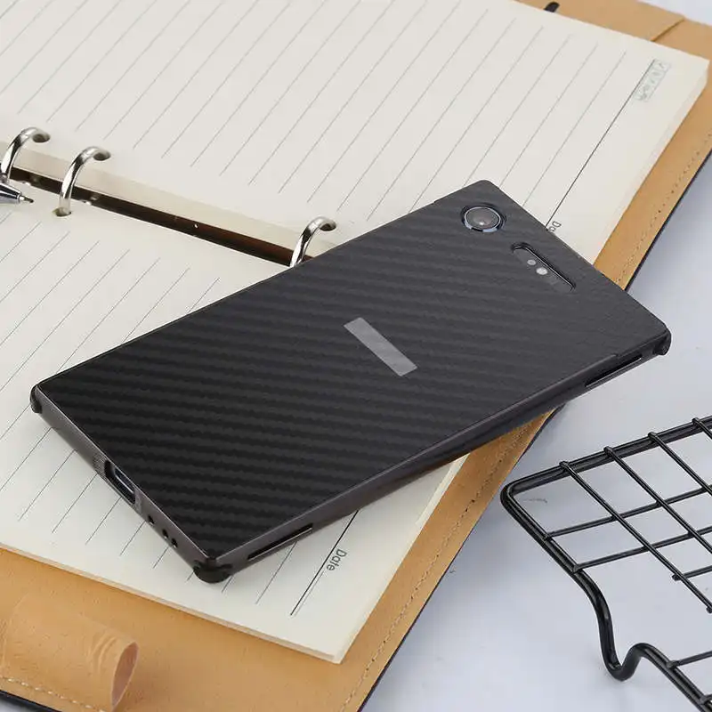 black Для sony XZ1 мини металлический чехол роскошный блестящий тонкий жесткий металлический каркас+ карбоновая Броня 360 полный защитный чехол для телефона чехол - Цвет: black