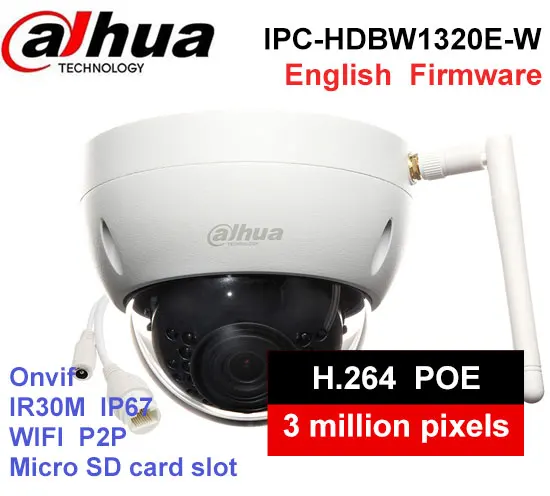 

Dahua IPC-HDBW1320E-W 3MP IR30M IP67 built-in WIFI SD Card slot Network outdoor WIFI Camera DH-IPC-HDBW1320E-W IP Camera