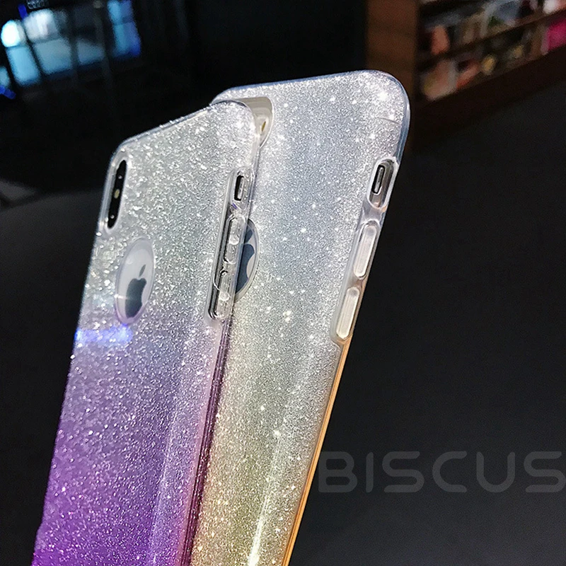 Блестящий градиентный силиконовый чехол для iPhone 6 6S 7 8 Plus мягкий из ТПУ X XR XS 11 Pro Max