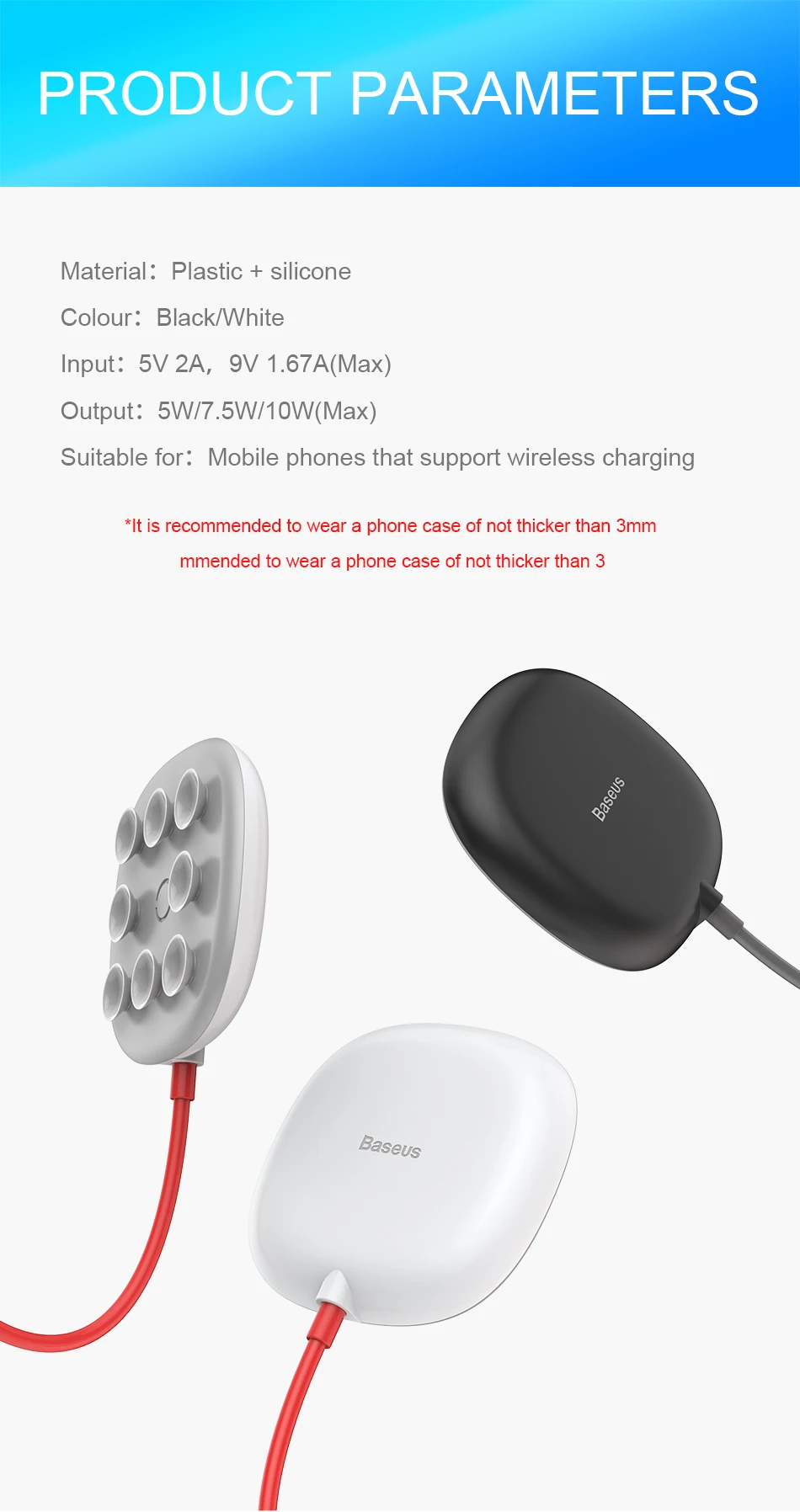 Baseus паук присоска Беспроводное зарядное устройство для iPhone XS Max XR X S Портативный быстрый беспроводной зарядный коврик для samsung Note 9 8 S9