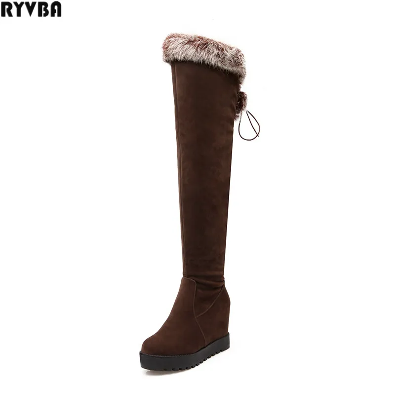

RYVBA woman over the knee snow boots fashion nubuck thigh high boots winter boots women womens female Height Increasing shoes