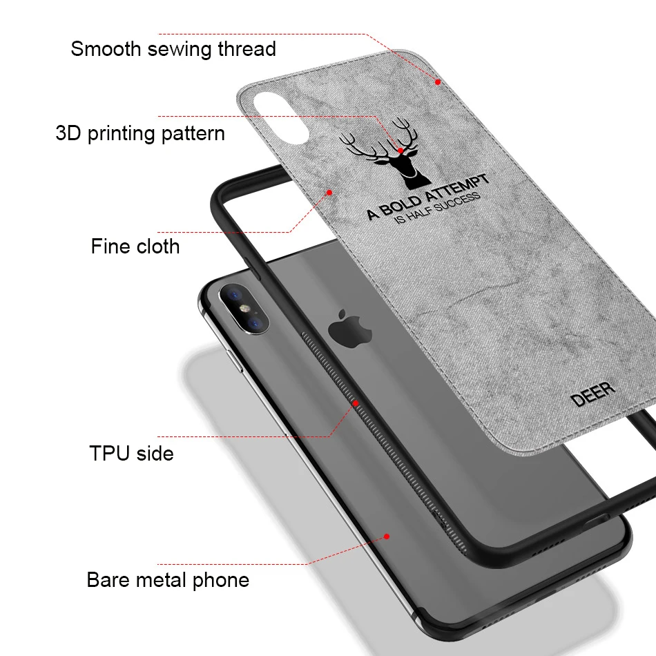Phone Case for iphone 7 iphone 8 plus case cover silicone edge shockproof fabric back cover for iphone 6 6s plus for iphone X (4)