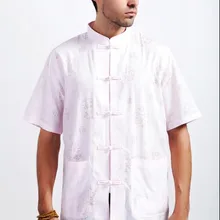 Новые модные летние розовые Традиционный китайский Для мужчин's из хлопка и льна кунг-фу Рубашка с карманом M L XL XXL XXXL M25