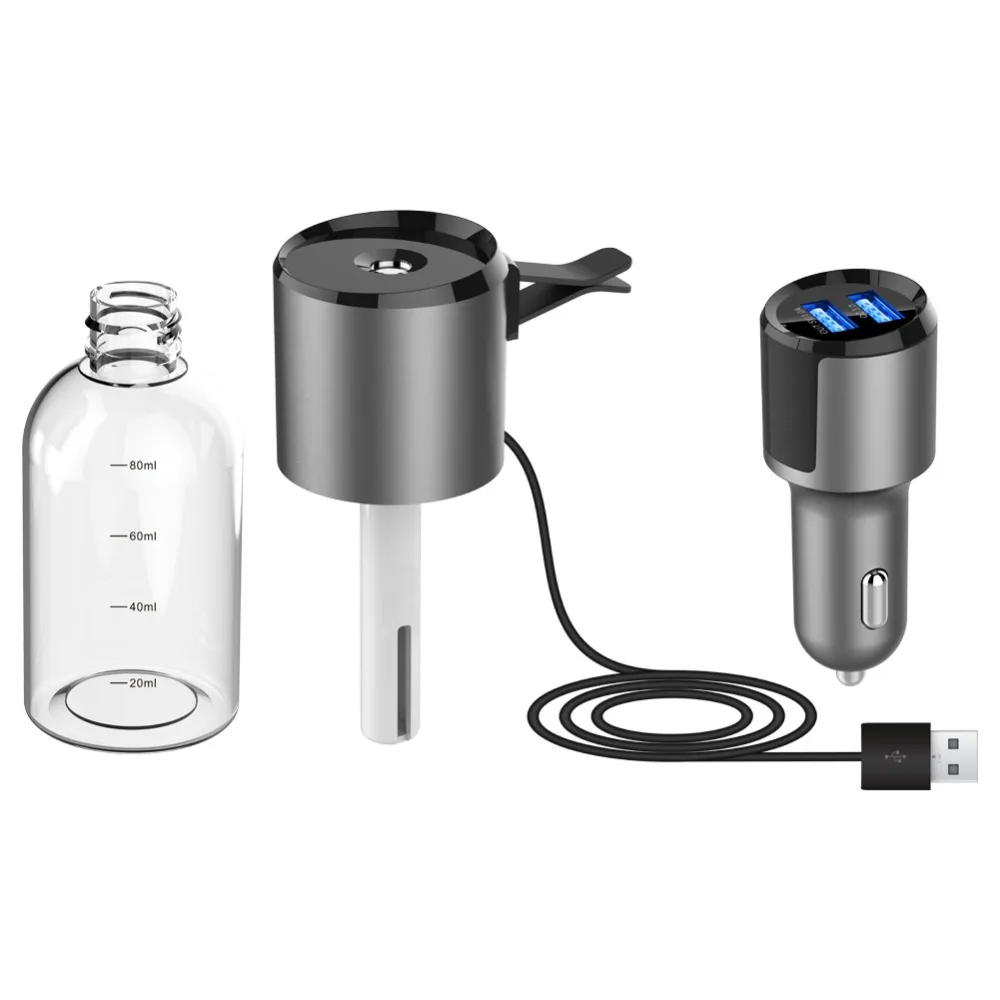 YASOKRO Dual USB Car charger Humidifier Mini Air Purifier Aroma Diffuser Auto Air Freshener Aromatherapy Mist Maker