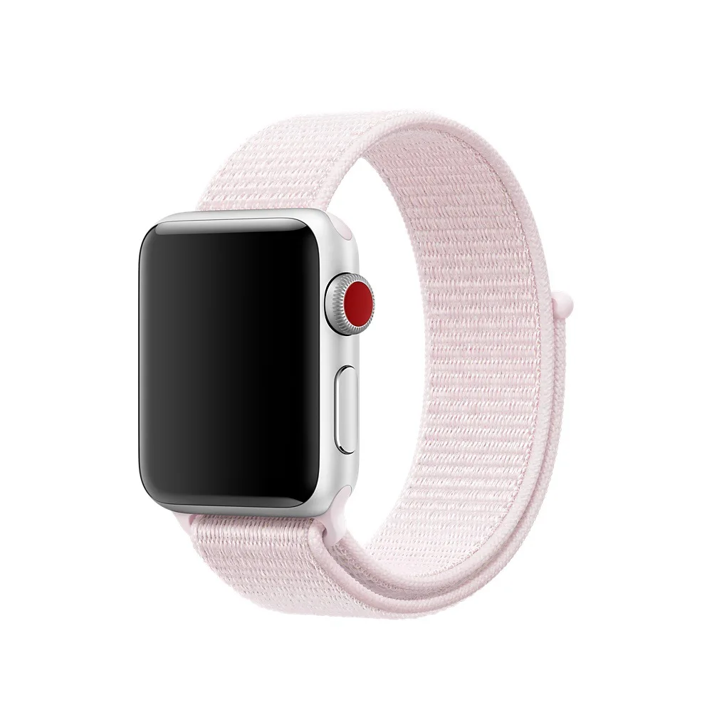 Ремешок для наручных часов Apple Watch Series 5/4/3/2/1 38 мм 42 мм нейлон дышащий сменный ремешок Спортивные петли для наручных часов Apple Watch, версии 44 мм 40 мм - Цвет ремешка: Pearl Pink