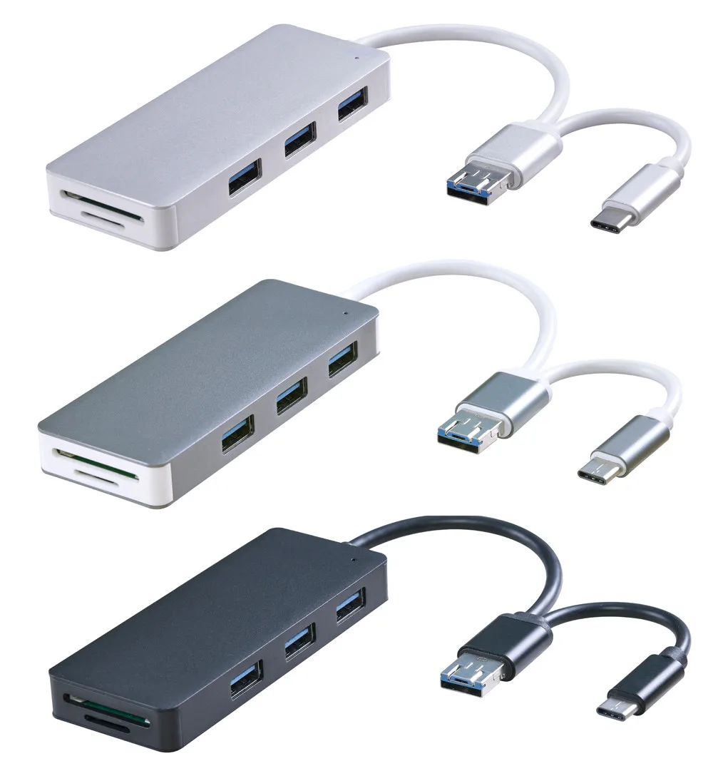 

USB 3.1 Type-C/ Micro USB/ USB 3.0 To 3 x USB Hub And SD/TF Card Reader Combo MS / SD / M2 / TF card reading Compact size carry