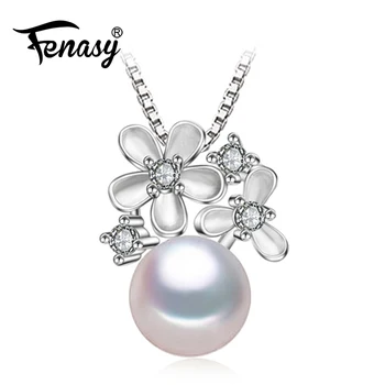 

FENASY Pearl Jewelry Flower Bohemian Natural Pearl Pendant Necklace For Women New best friends pendant,wedding gift