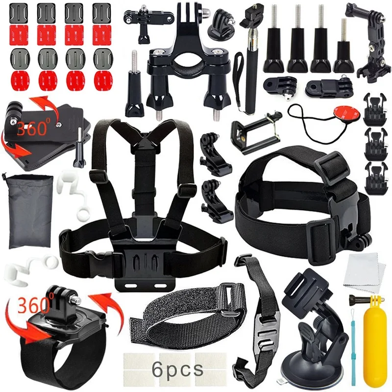 Для Gopro аксессуары для go pro комплект крепления GoPro Hero 5 4 3 + SJ4000 SJ5000 SJ6000 набор