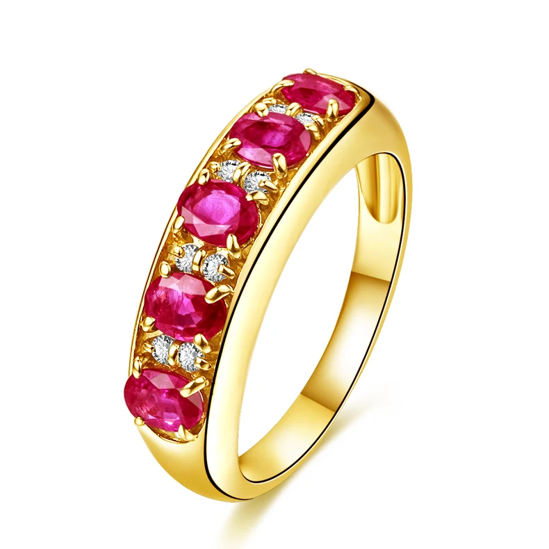 Luxury 1 Carats Ruby Diamond Wedding Ring For Women 18KRose Gold