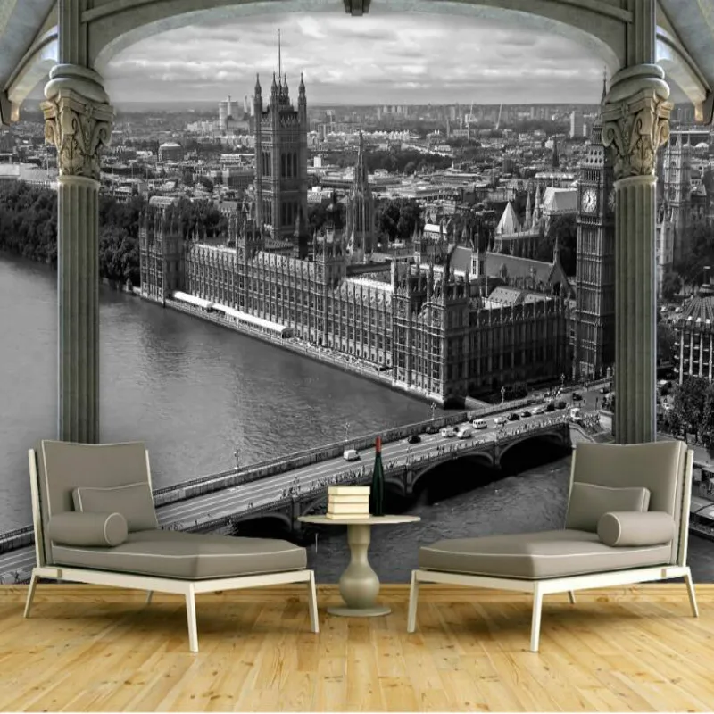 

Retro Old Photo European Architecture Murals 3D Wallpapers for Walls 3d Wall Paper Decorative Painting Home Improvement