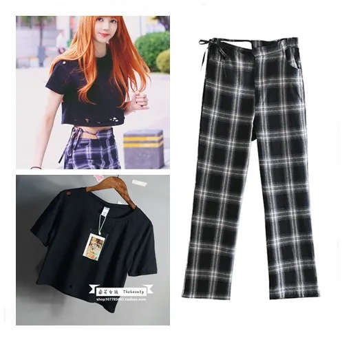 

2019 new BLACKPINK plaid Pants women Spring loose Casual trousers female summer/autumn Sweatpants streetwear Harajuku slim Pants
