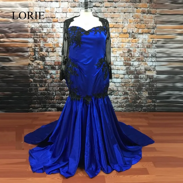 Gothic Royal Blue Mermaid Wedding Dresses Sweetheart Black