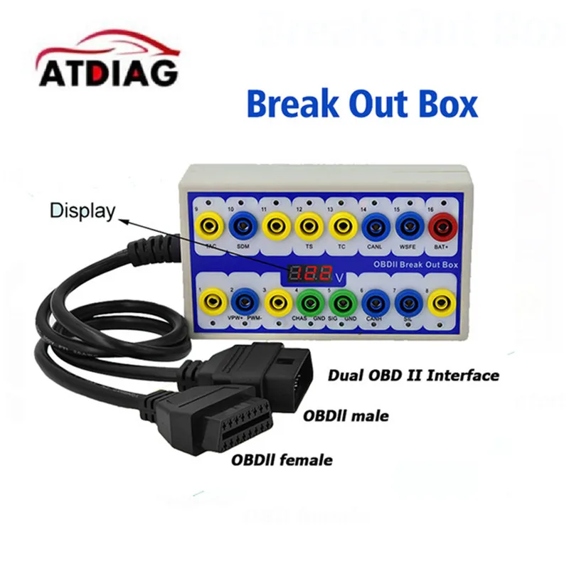 Авто автомобиль OBD OBD2 разбивается коробка Breakout Box OBDII протокол детектор Pin Out
