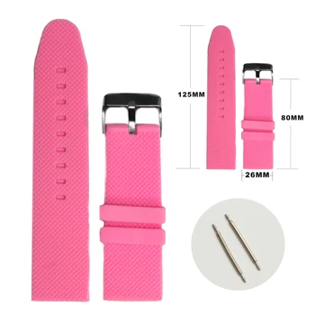 

26mm Charm Pink Color Silicone Jelly Rubber Ladies Watch Band Straps WB1062O26JB