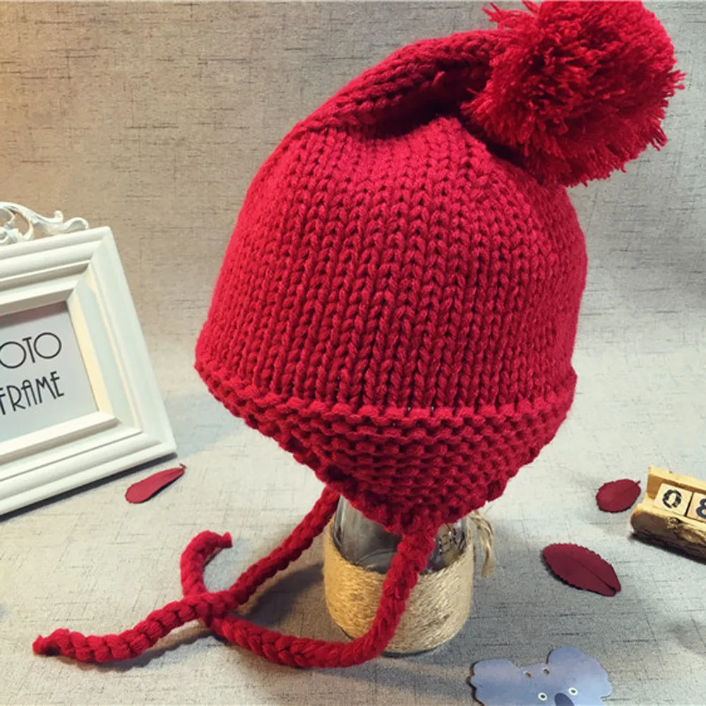 Детская шапочка колпачок, Детские однотонные кепки для мальчиков и девочек, зимняя детская шапка, Мягкие Шапки для малышей, вязаная шапка для мальчиков и девочек, s cap - Цвет: Red