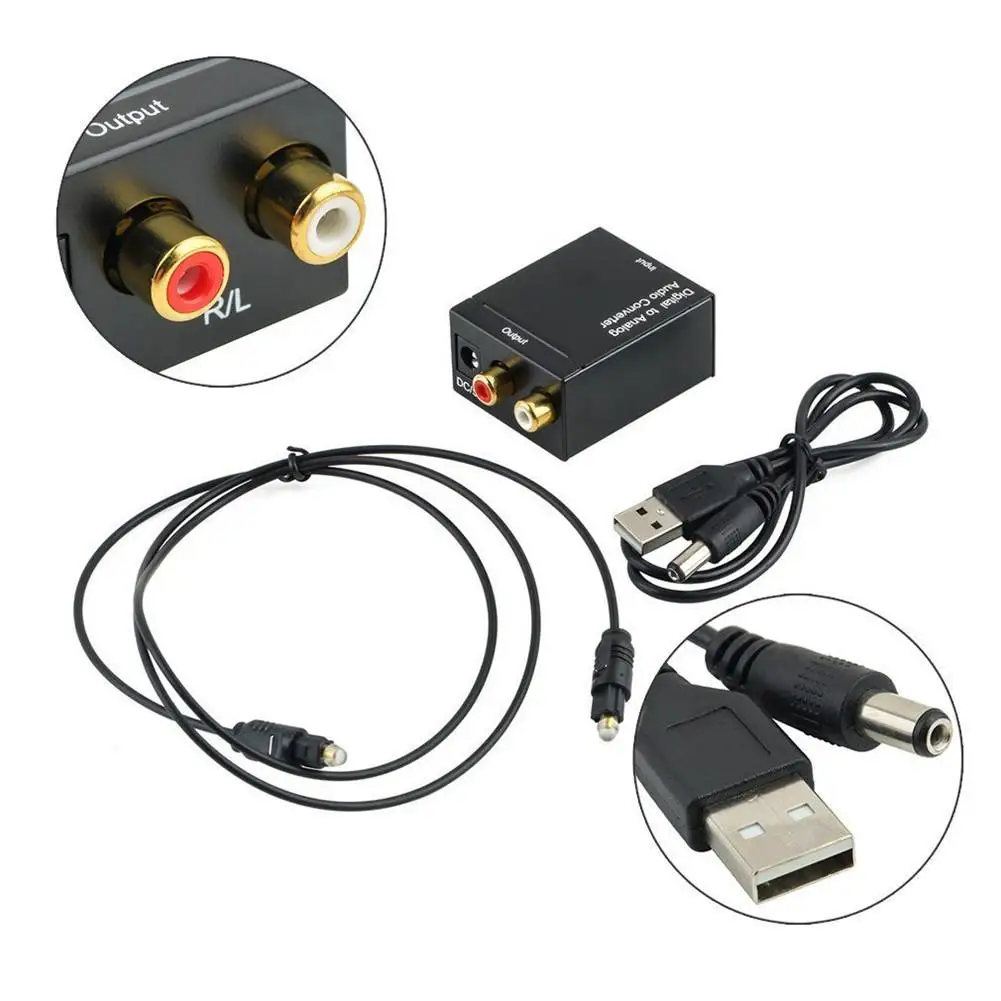 

Black Digital Optical Coaxial Toslink Signal To Analog Audio Converter Adapter RCA Digital To Analog Audio Converter Adapter