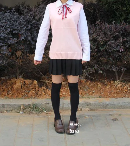 Косплей K-ON без рукавов свитер жилет для формы v-образным вырезом японская школьная форма свитер cos