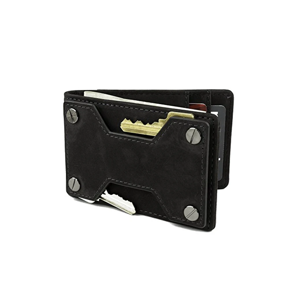 

Leather Wallets for Men Slim Bifold Money Clip Card and Key Holder