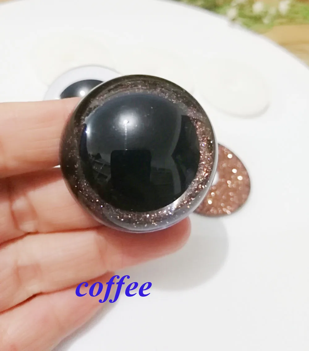 10pcs--N16--26mm/28mm/30mm/40mm/50mm big size round clear toy safety glitter eyes + glitter fabric + hard washers 5