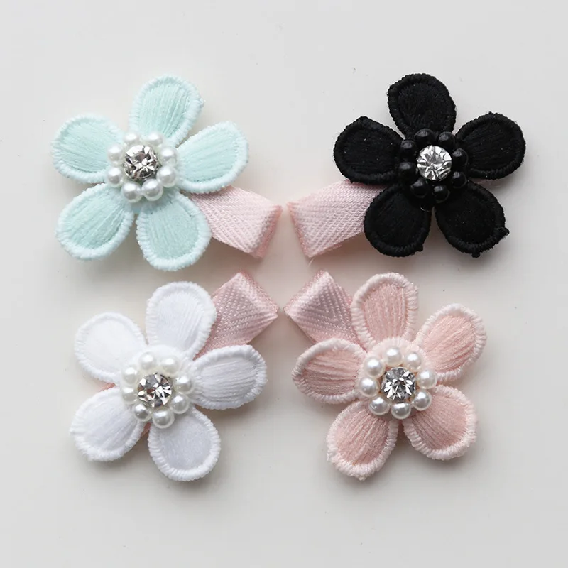 

20pcs/lot Modish Girls Five Leaves Floral Hair Clips Bestseller Kids Pink Barrette Lovely Crystal Pearls Hairpin Small Size Clip