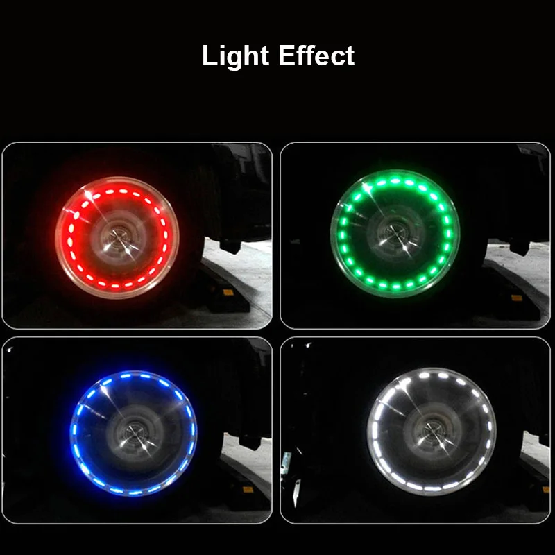 

2pcs/set Car Waterproof Solar Energy Wheel Light Decorative Flashing Colorful LED Tire Light Car Tuning Gas Nozzle Cap Light