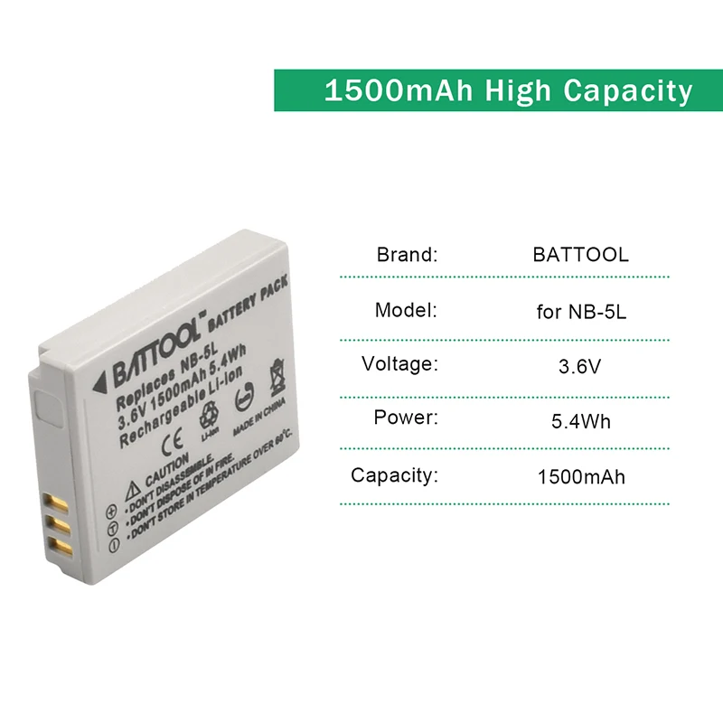 Battool 1500 мА/ч, NB-5L Батарея для Canon S100 SX210 SX220 SX230 HS SD800 SD850 SD900 SD950 является SD970 является SD990 является
