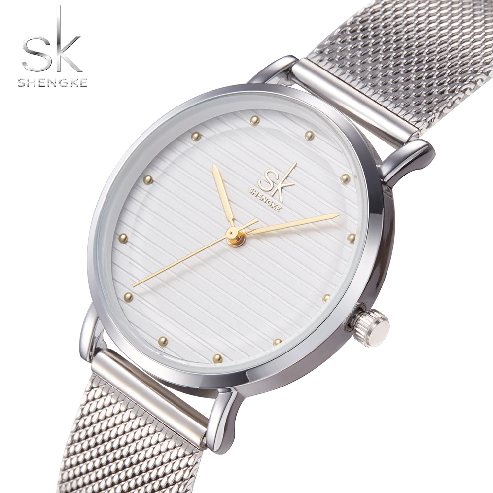 Shengke брендовые модные наручные часы Женщины из нержавеющей стали группа женское платье женские часы кварцевые-часы Relogio feminino sk