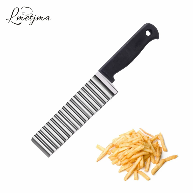 LMETJMA Wave Potato Cutter Stainless Steel French Fry Cutter DIY Potato
