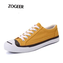 Lachen Segeltuchschuhe Männer Freizeitschuhe Jugend trend Freizeitschuhe für Studentenatmungssegeltuchschuhe Mann Lace up Marke Schuh Gelb weiß