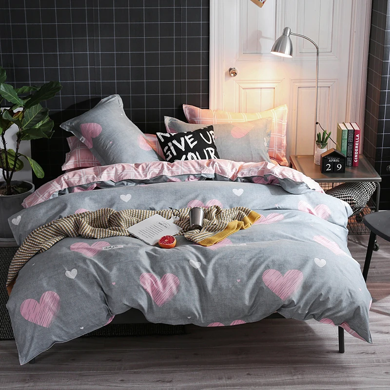 Best Wensd Pink Love King Size Wedding Bedsheet Winter Double Ab