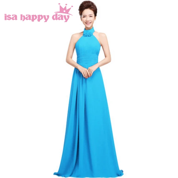 light blue halter neck dress