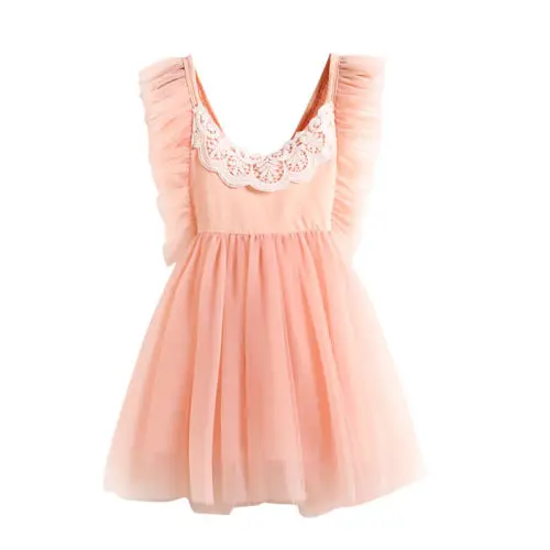 Детские Детская одежда для девочек летние цветочные спинки короткий рукав Кружево платье вечерние бальное платье принцессы из фатина