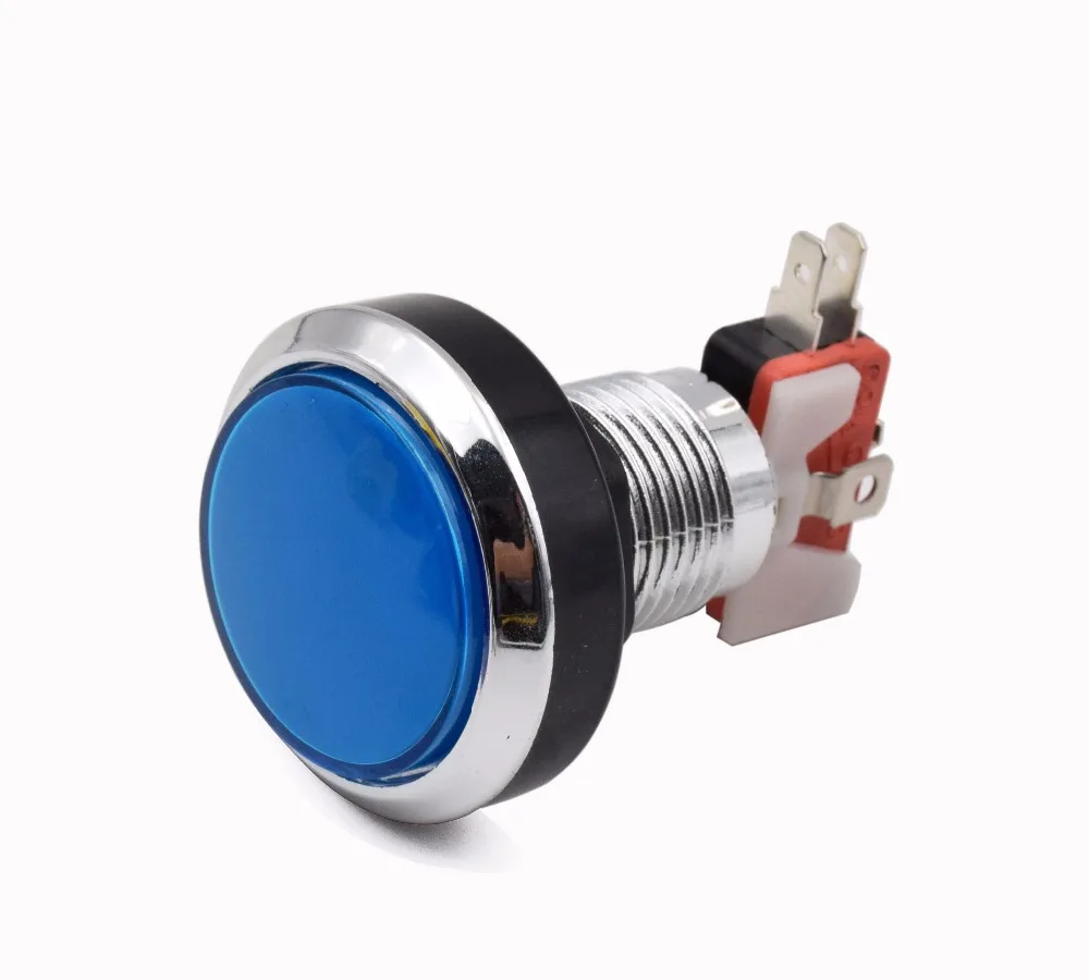 46 мм топ (24 отверстие) позолоченная аркадная Кнопка LED 12V с подсветкой кнопка