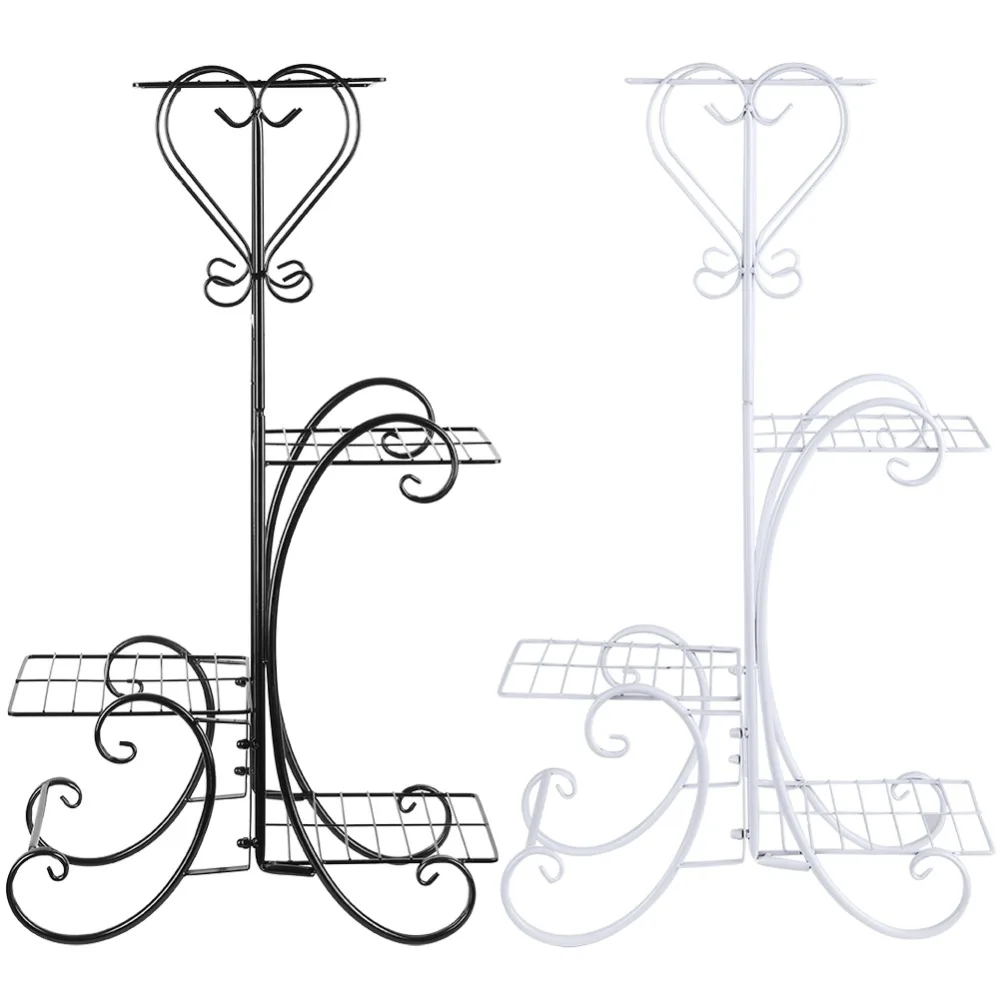 Новый 4 уровня декоративные металлические цветочный горшок завод стойки Дисплей полки Крытый Открытый Патио Полки складские