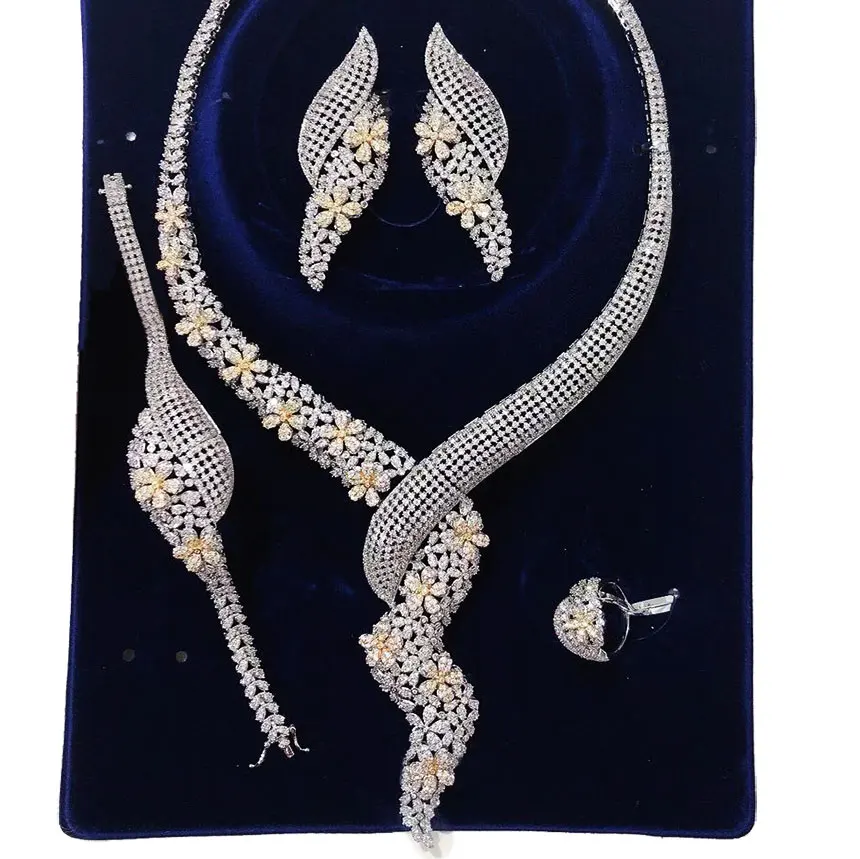 

BIG Stock DEAL ONLY ONE SET! Luxury Flower African Necklace Earring Set Jewelry Sets For Women Dubai Bridal jewelry Sets