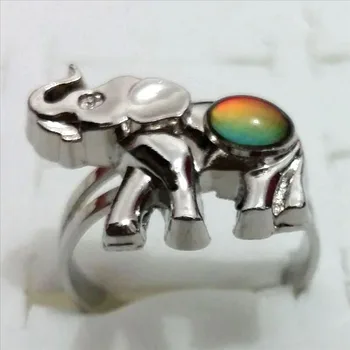 

super quality crystal elephant mood rings convex bead couple temperature change color ring adjustable ring wholesale
