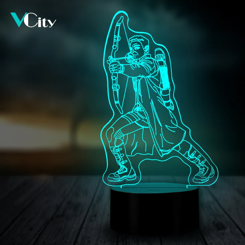 VCity 3D Ночной светильник Led Настольная лампа ястреб &quotкошачий глаз&quot Hero