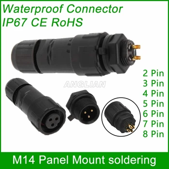 

M14 Panel Mount waterproof Connector electric wire male female plug IP67 led outdoor display cable socket 1 unit