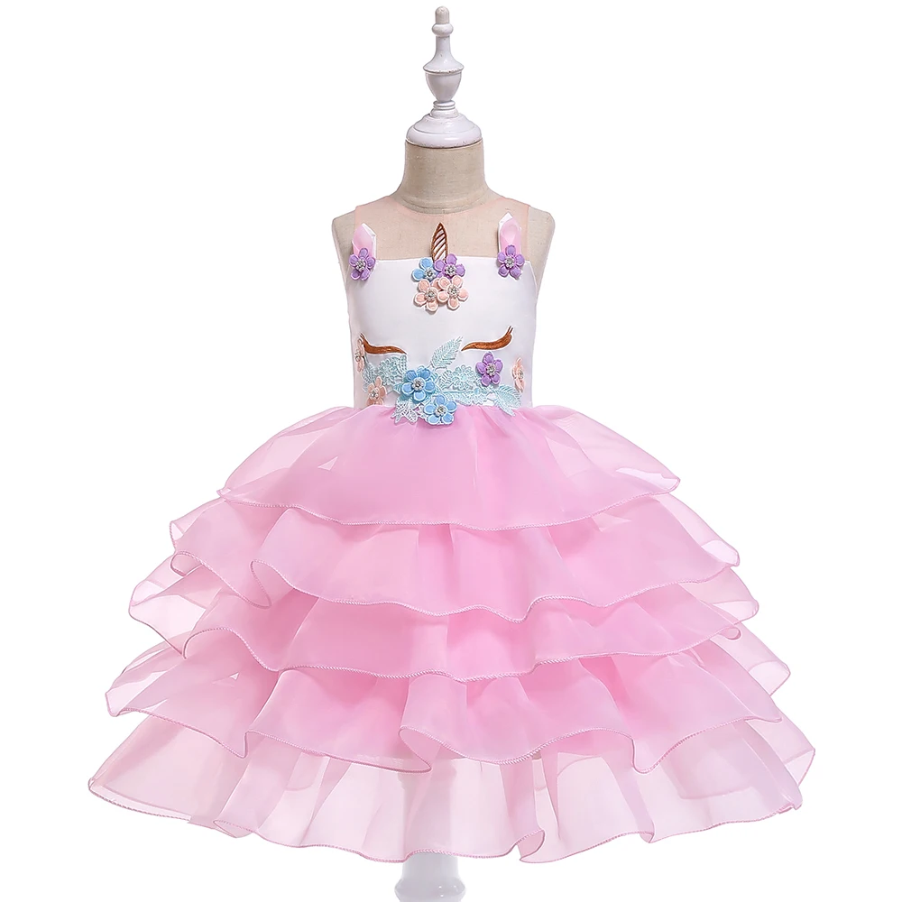 

2019 Floral Girl Dress For Wedding Baby Girl 2-14 Years Birthday Outfits Children's Girls Performance Dresses Girl Kids Party