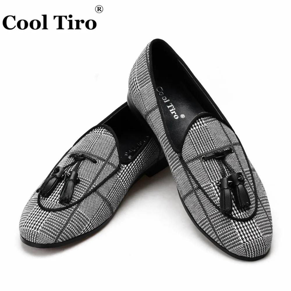 Gingham Men's Loafers With Tassels Flats (4)