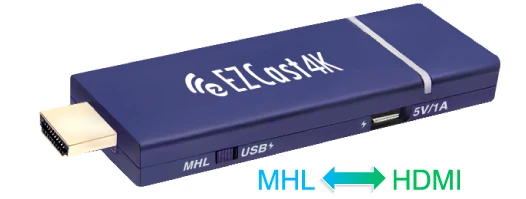 Moveski EZCast 4 K x 2 K HDMI WiFi Display Dongle receptor 24G/5G Dual banda H.265 soporte de palo 