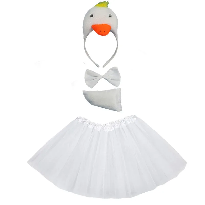 White Duck Cosplay Animals Costume Headband Bow Tail Paws Tutu Skirt Set Kids Children Girl Party Props Halloween Christmas White Duck Cosplay Animals Costume Headband Bow Tail Paws Tutu Skirt Set Kids Children Girl Party Props Halloween Christmas